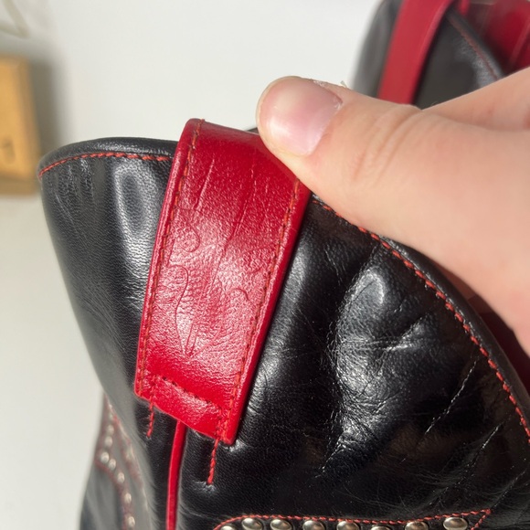 Frye Daisy Duke Black and Red Embellished Cowboy Country Western Boots - Size 9M - Picture 5 of 12